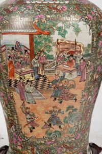 A Pair of Large Chinese Export Rose Medallion Porcelain Jars