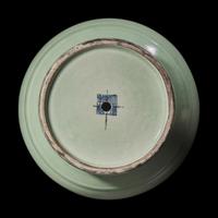 A Chinese Celadon Glazed Porcelain 'Three Rams' Vase, Late Qing Dynasty 清晚期 粉青釉三羊弦紋尊