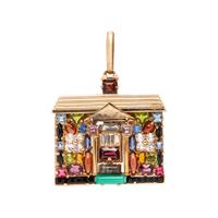 YELLOW GOLD AND MULTIGEM HOUSE PENDANT/BROOCH