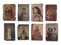 [WESTERN AMERICANA] 16 tintypes of "western" women incl. armed character and Native American subject