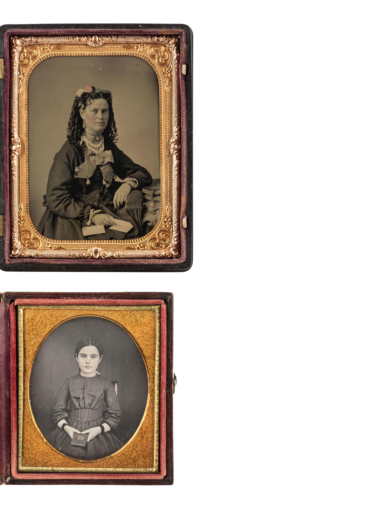 [EARLY PHOTOGRAPHY]. 5 cased images featuring people with interesting objects and accessories.