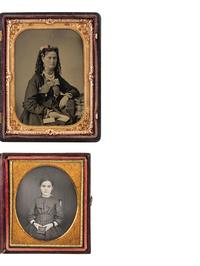 [EARLY PHOTOGRAPHY]. 5 cased images featuring people with interesting objects and accessories.