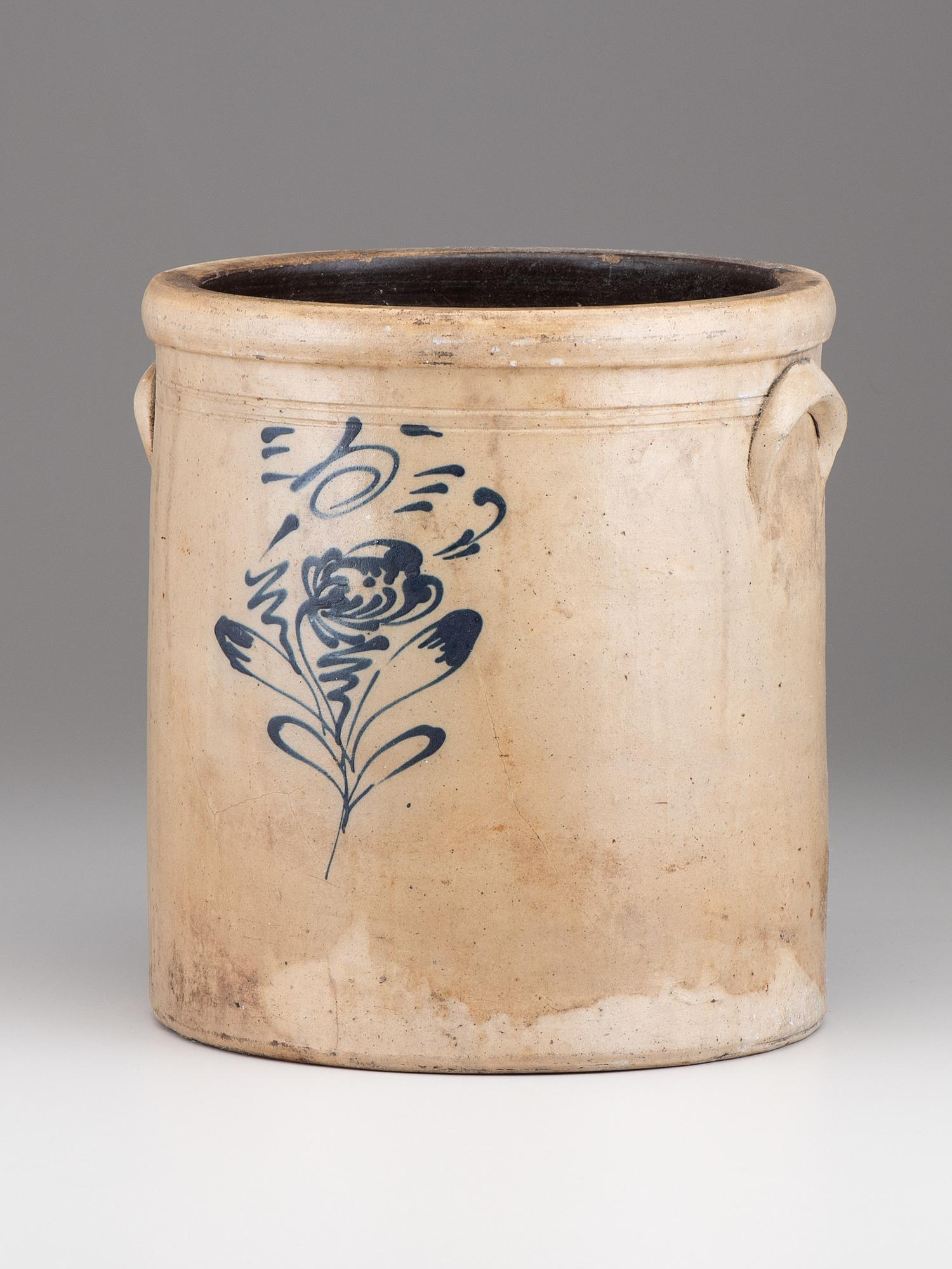 A Five-Gallon Cobalt Decorated Stoneware Crock