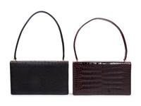 Two Lambertson Truex Exotic Skin Hand Bags: One Ostrich, One Alligator