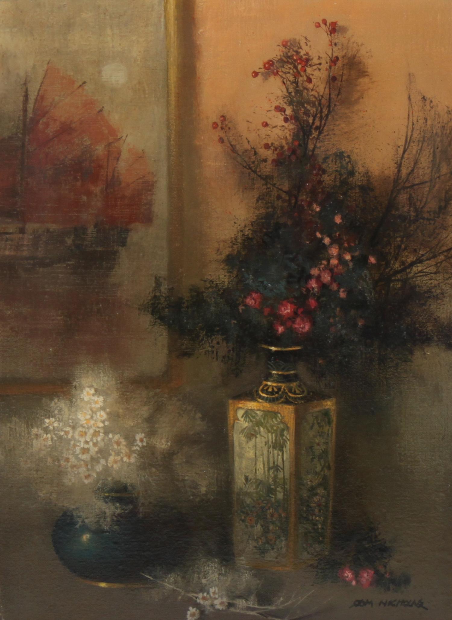 Tom Nicholas, (American, b. 1934), Satsumi and Dried Flowers