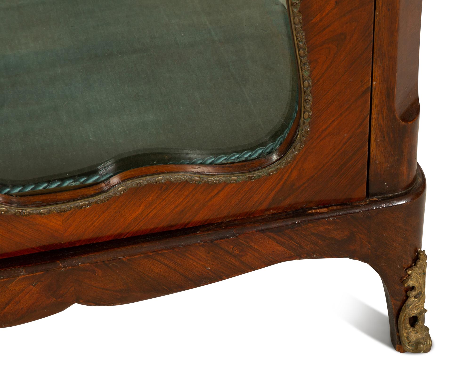 A Louis XV Style Gilt Bronze Mounted Kingwood Vitrine Cabinet
