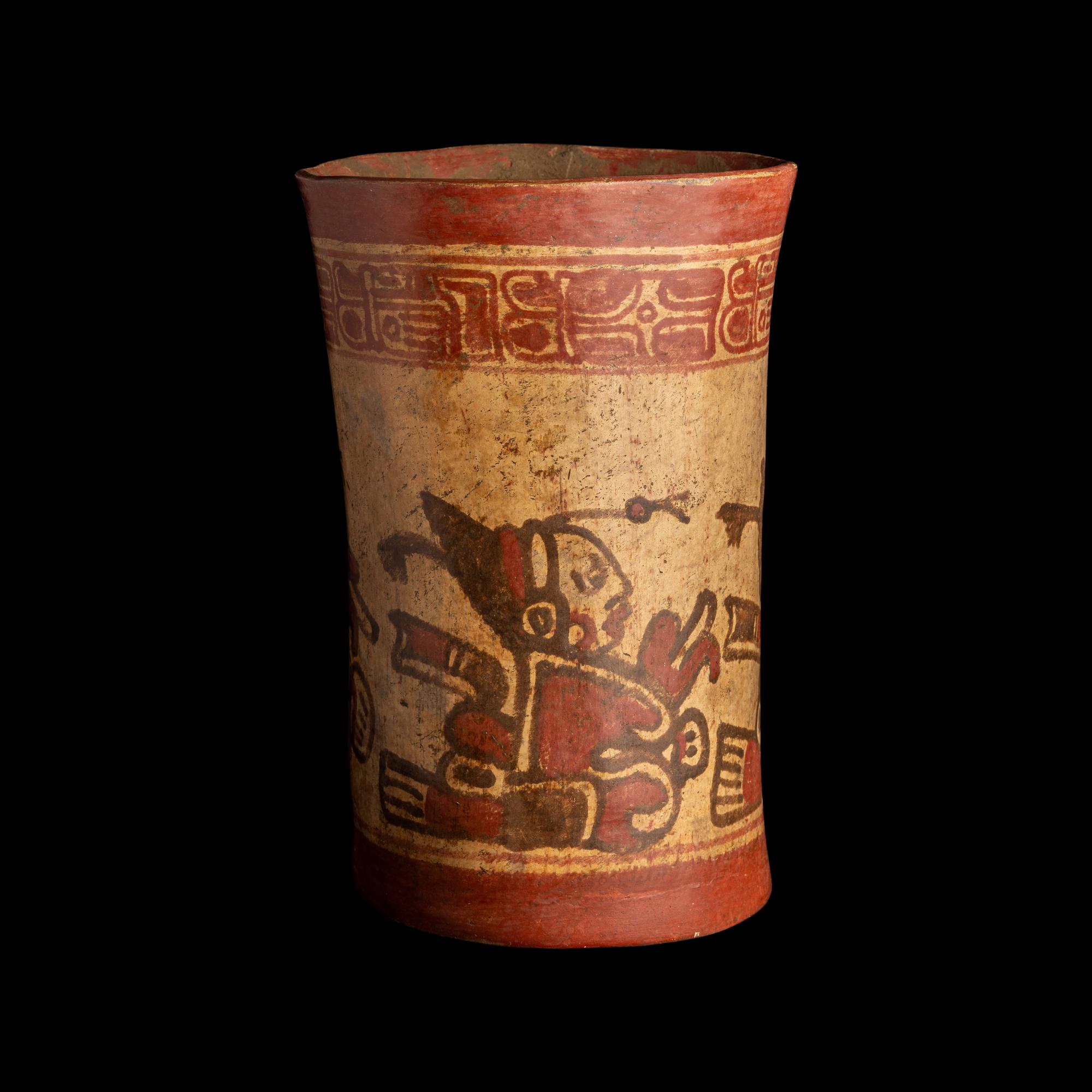 A Maya Polychrome Cylinder Vessel