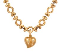 YELLOW GOLD AND DIAMOND HEART PENDANT/NECKLACE
