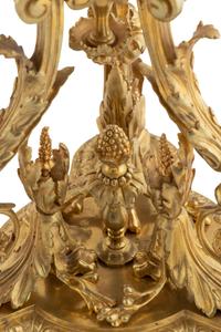A Pair of Louis XVI Style Gilt Bronze and Marble Six-Light Candelabra
