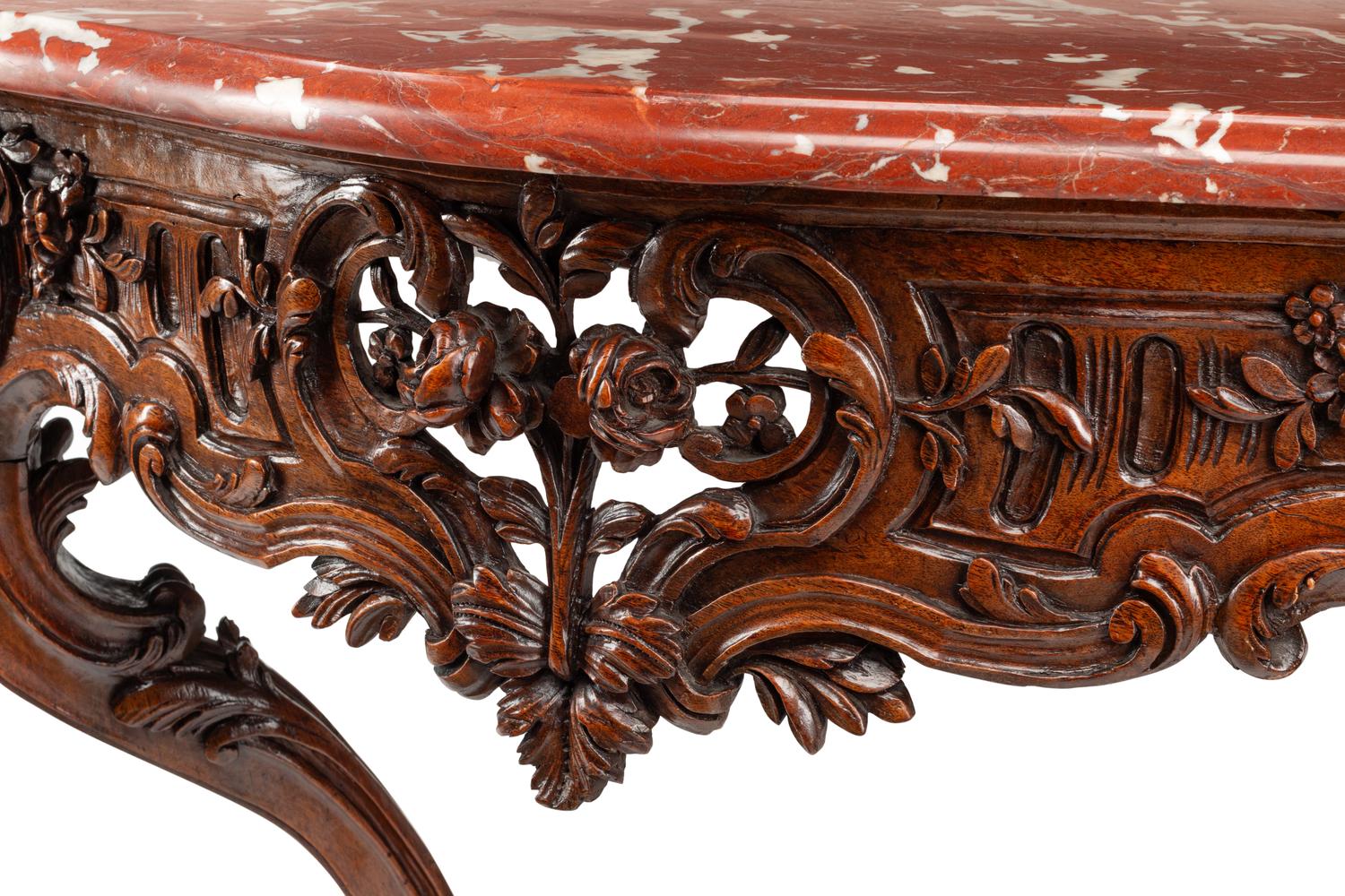 A Régence Carved Walnut Console Table