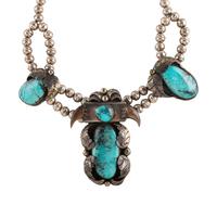 Navajo Silver, Turquiose, and Claw Necklace