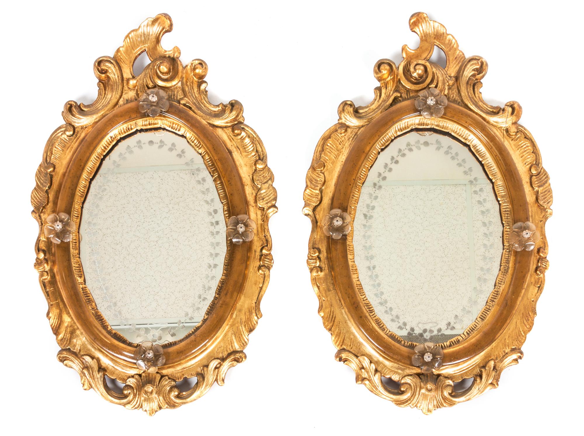 A Pair of Giltwood Mirrors 22 x 13 inches.
