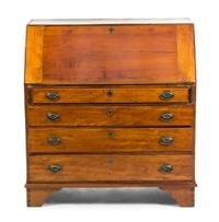 An American Cherry Slant Front Desk, Height 41 1/2 x width 40 x depth 20 1/4 inches.