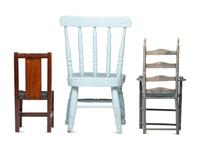 Three Painted Wood Doll's Chairs