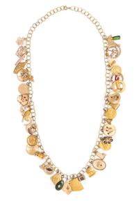 A 14 Karat Yellow Gold Charm Necklace with Numerous Attached Charms, 119.80 dwts.