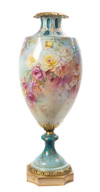 A Royal Bonn Porcelain Urn Height 31 3/4 inches.