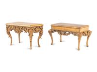 Two Continental Style Diminutive Giltwood Tables