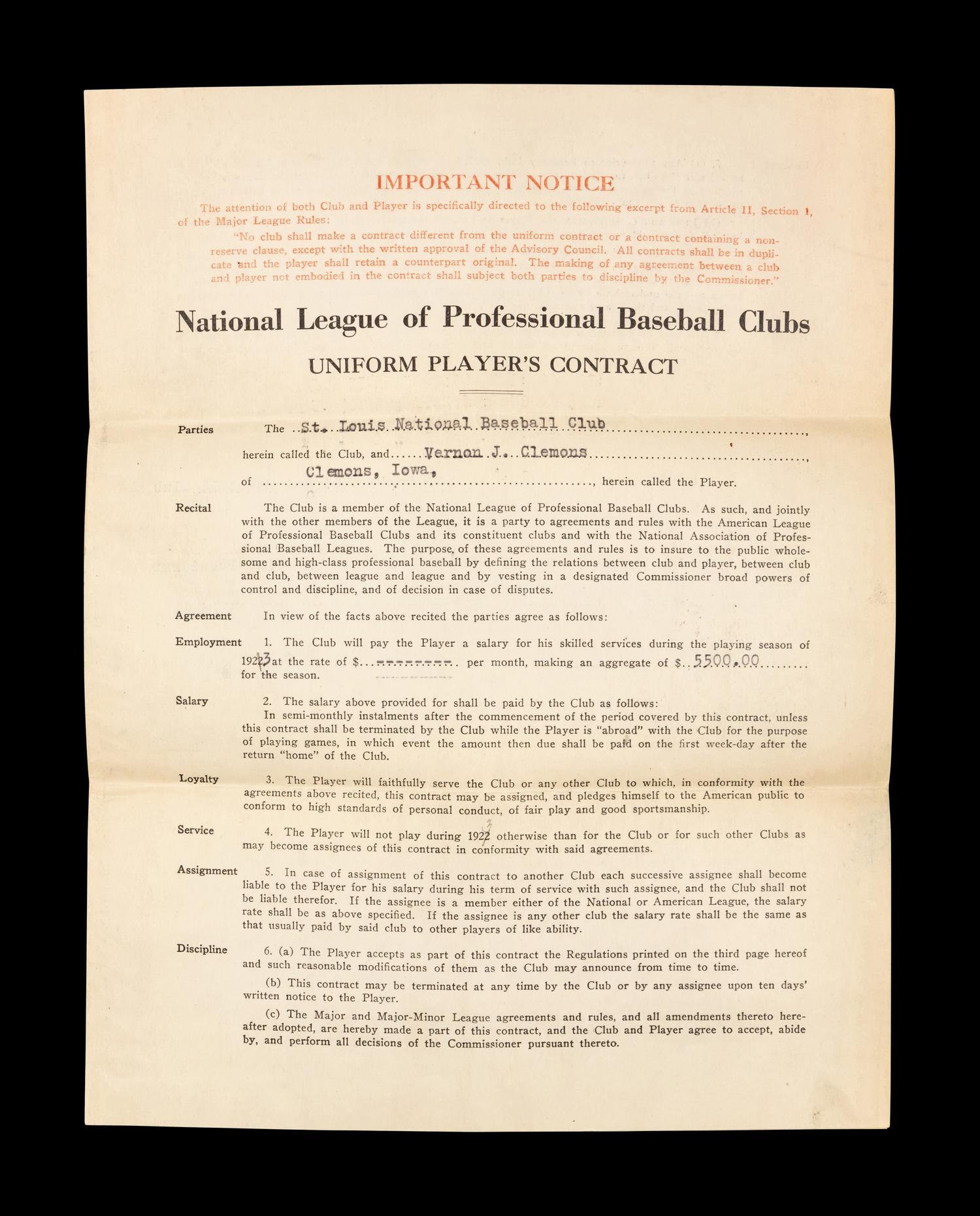 A Group of 15 1920s-30s St. Louis Cardinals Contract Agreements All Signed by Branch Rickey