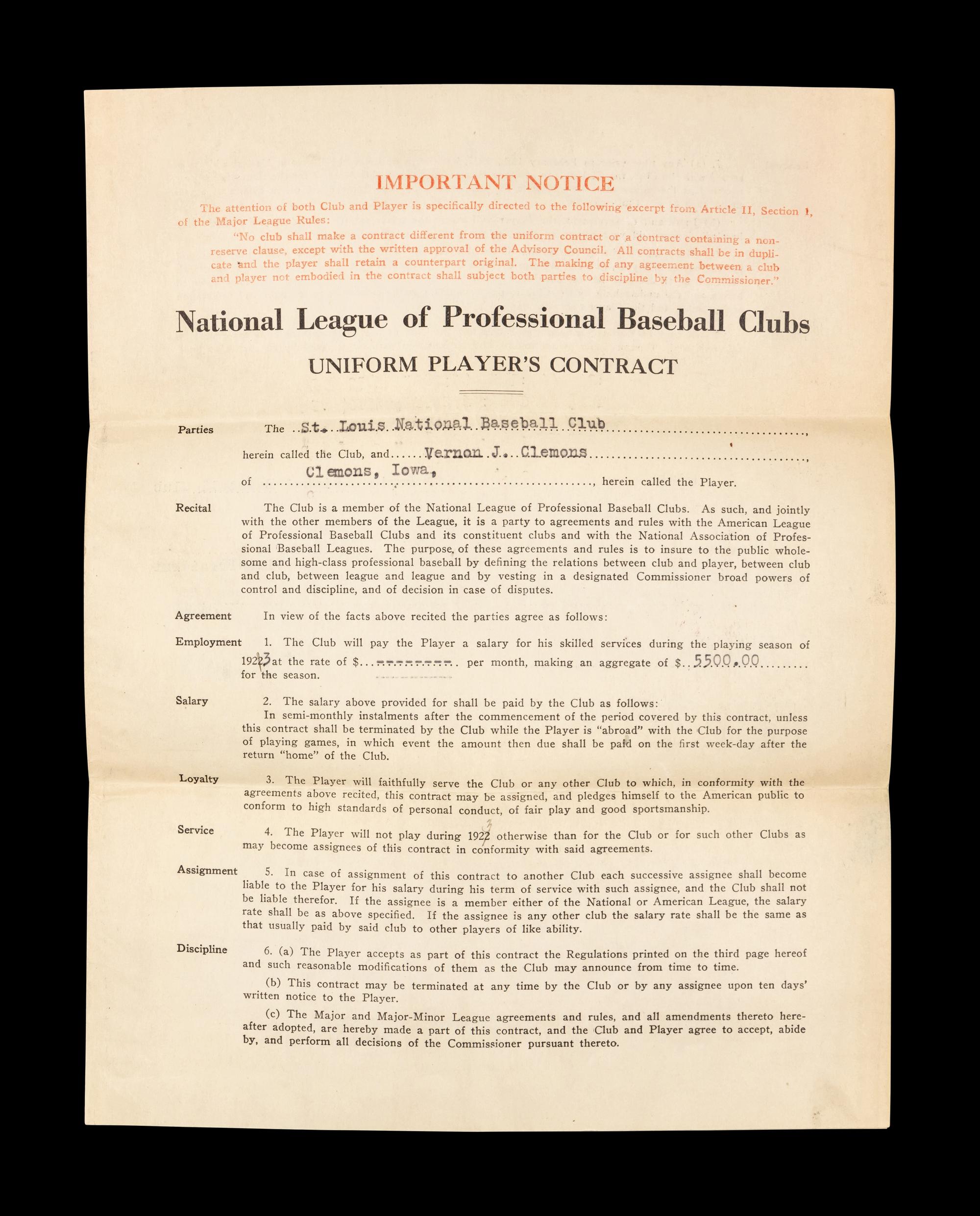 A Group of 15 1920s-30s St. Louis Cardinals Contract Agreements All Signed by Branch Rickey