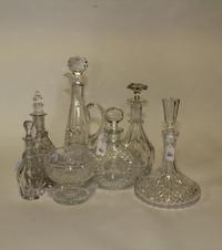 A Group of Seven Cut Glass Articles. Height of tallest 13 1/2 inches.
