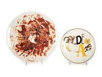 Two Porcelain Art Plates - Jack Pierson Golden Years, and Vic Muniz Caravaggio's Medusa — 20th Century