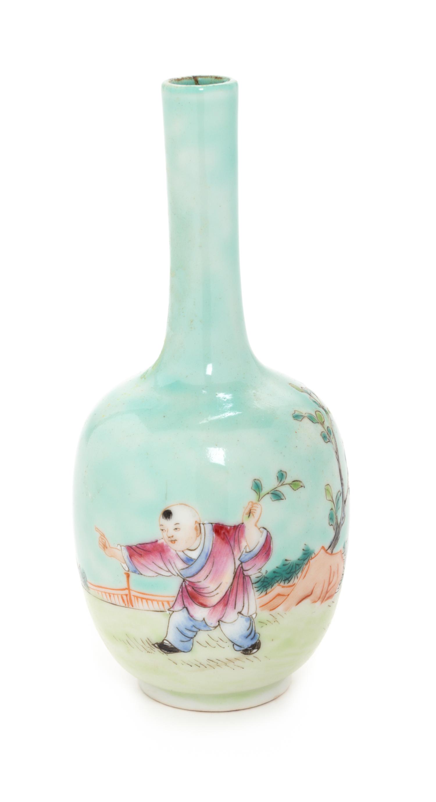 A Chinese Famille Rose Porcelain Bottle Vase