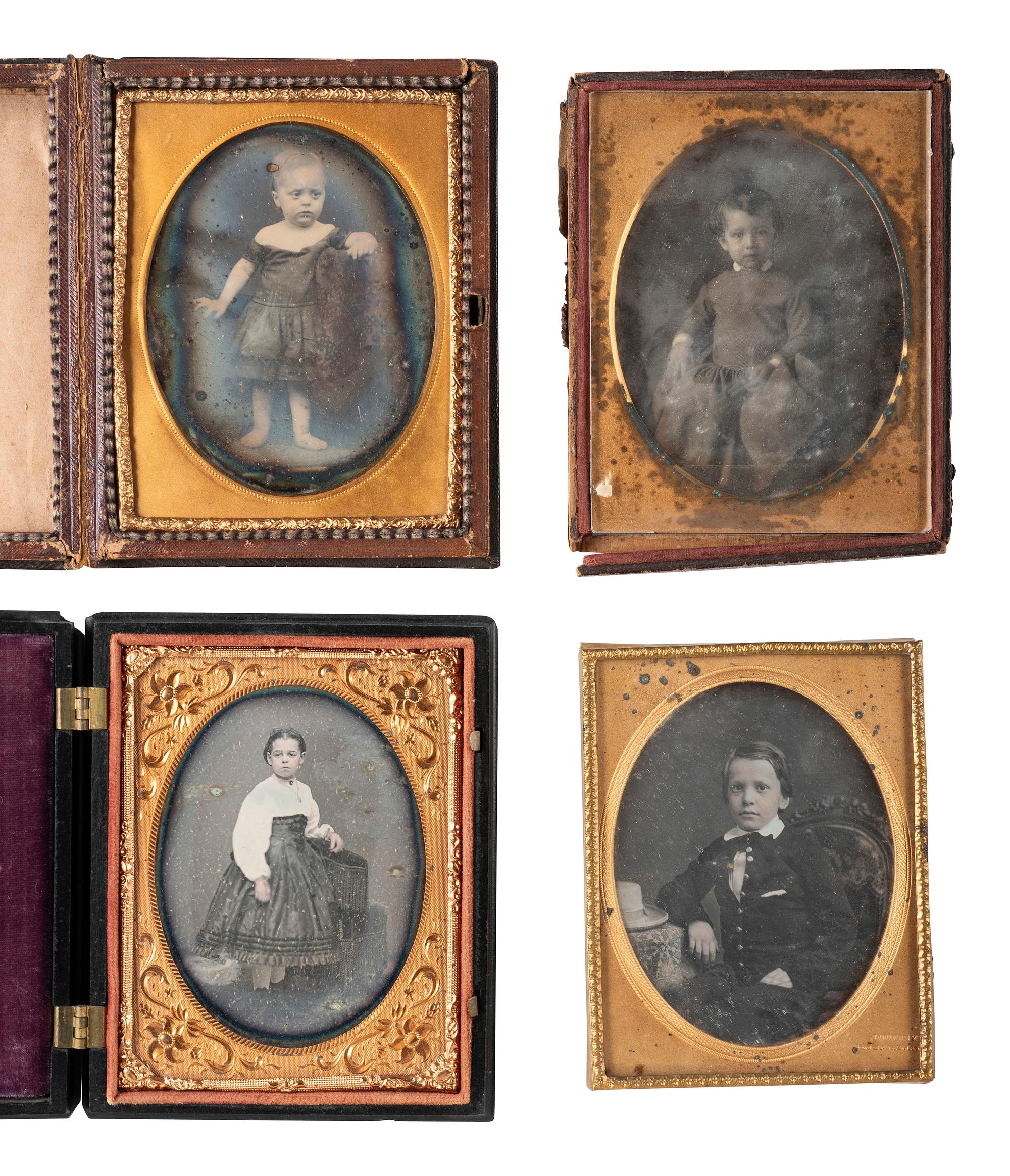 [EARLY PHOTOGRAPHY]. 29 quarter plate and ninth plate daguerreotypes of children.