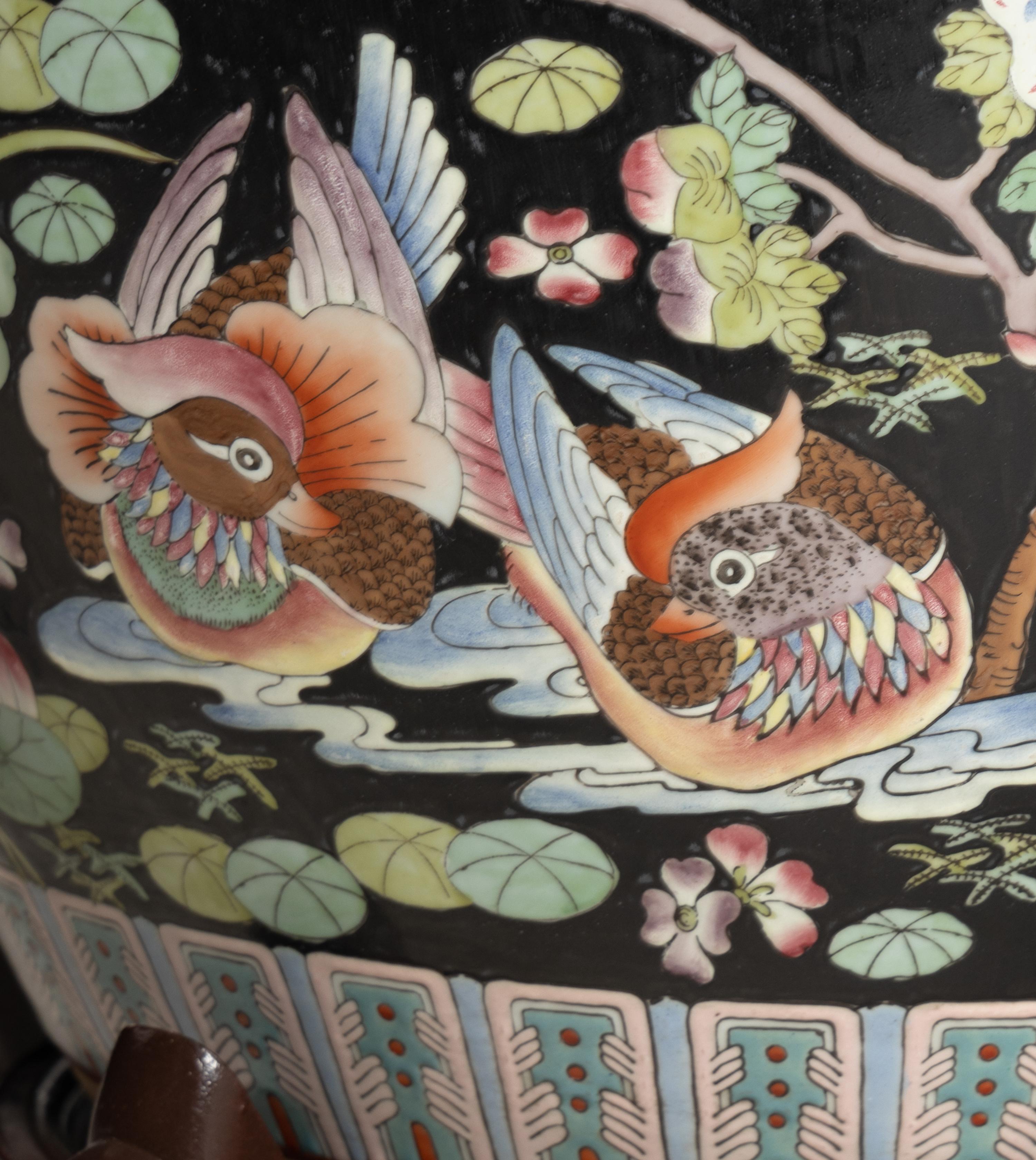 A Pair of Chinese Export Porcelain Jardinières with Wood Stands