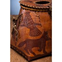 Northeastern Birchbark Creel, with Foxes and Birds