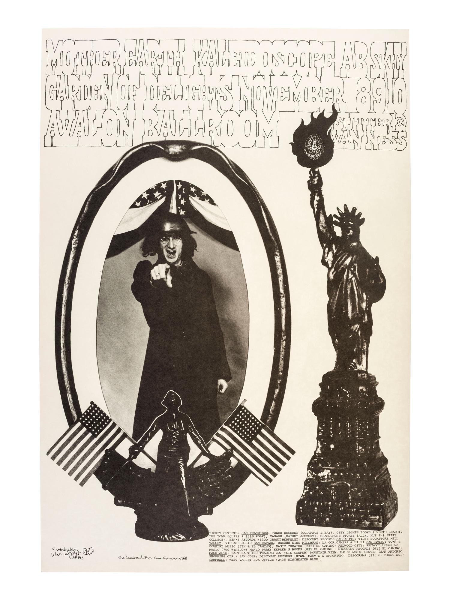 [MUSIC] -- [POSTERS]. CALL, Dean, WILSON, Wes, KNIGHT, Robert, UELSMANN, Robert, WAINWRIGHT, Jerry, SAN ANDREAS FAULT, artists. A group of 8 Family Dog posters for 1968 shows, comprising: