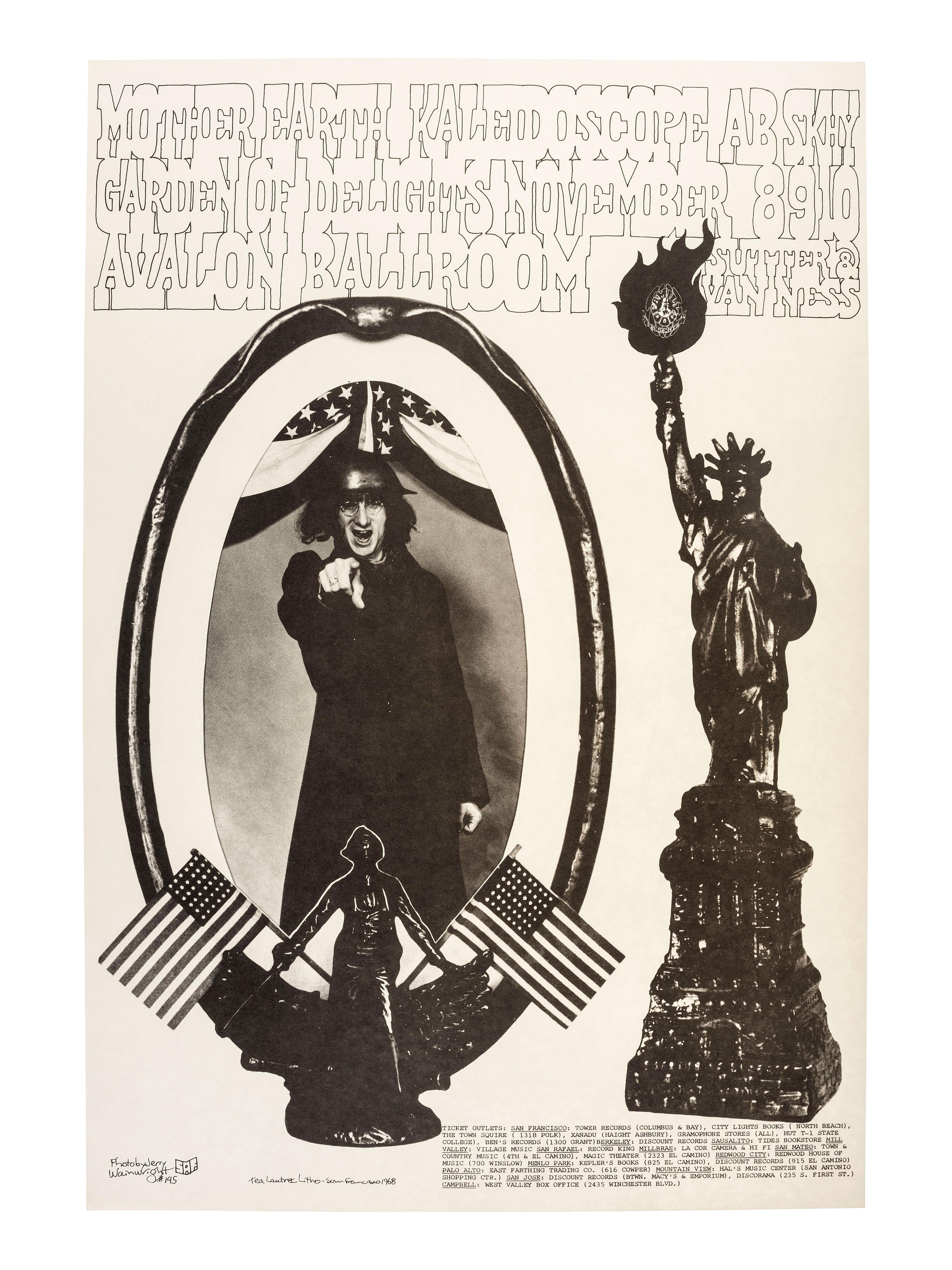 [MUSIC] -- [POSTERS]. CALL, Dean, WILSON, Wes, KNIGHT, Robert, UELSMANN, Robert, WAINWRIGHT, Jerry, SAN ANDREAS FAULT, artists. A group of 8 Family Dog posters for 1968 shows, comprising: