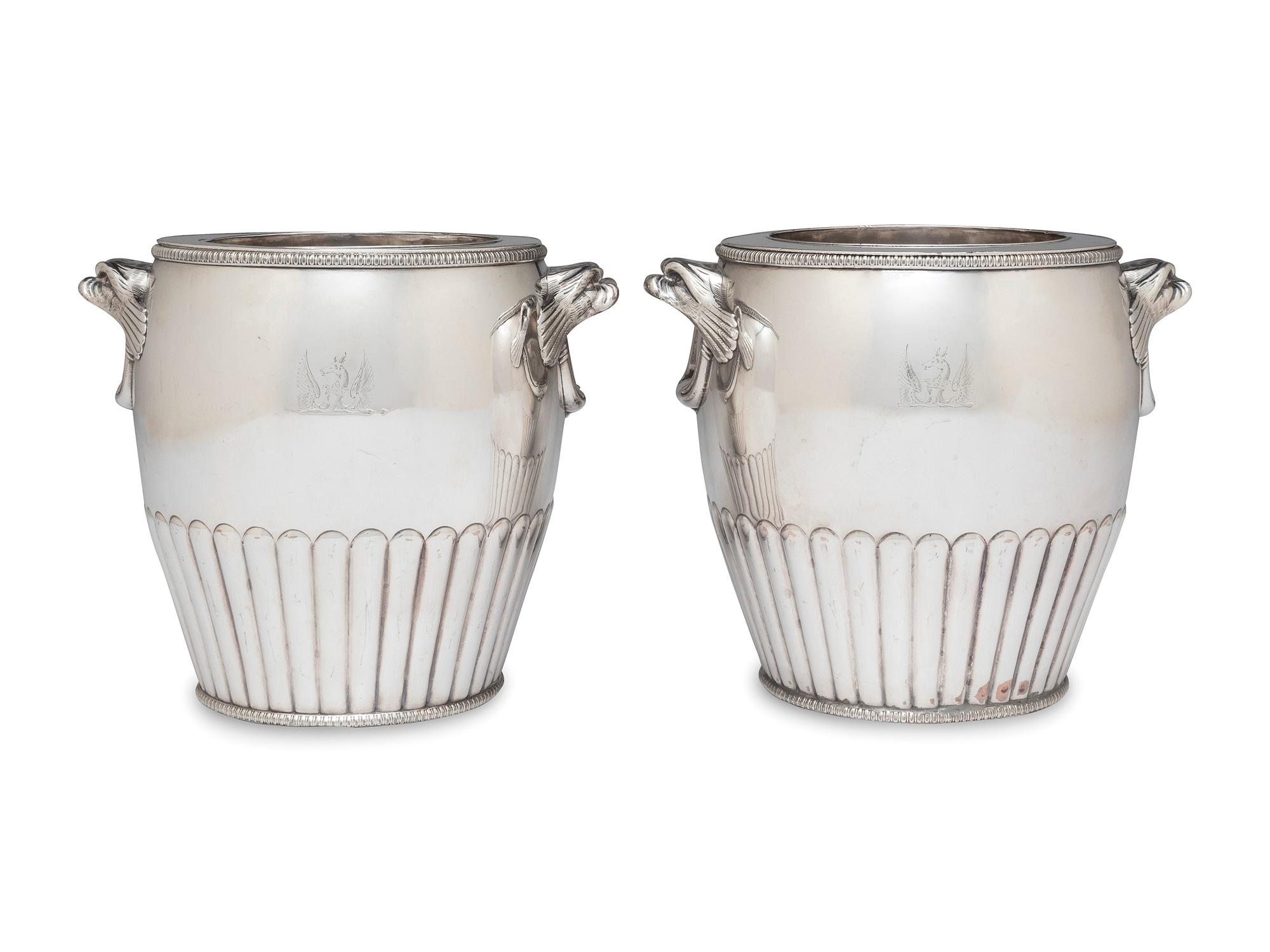 A Pair of Silver-Plate Champagne Buckets