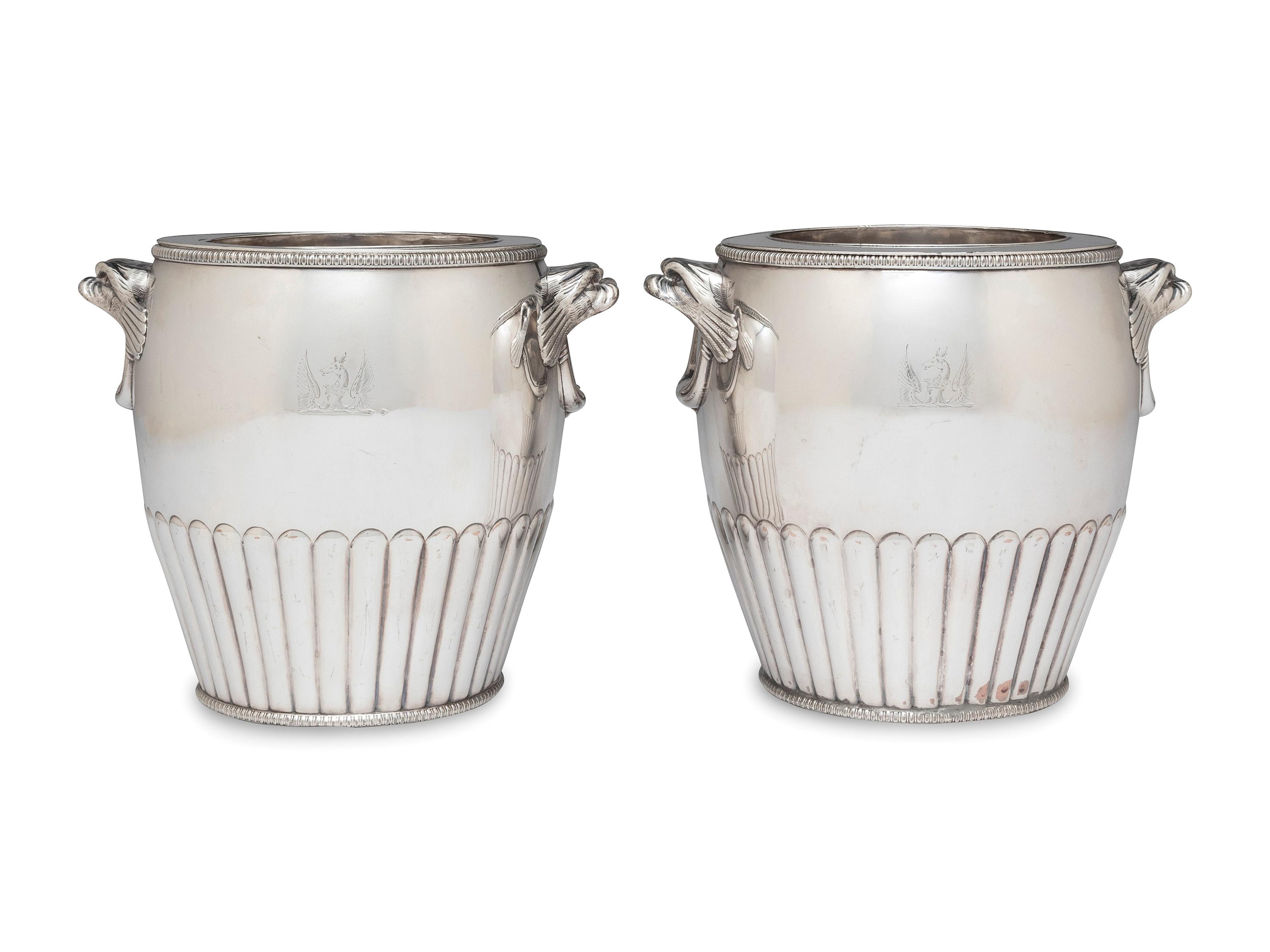 A Pair of Silver-Plate Champagne Buckets
