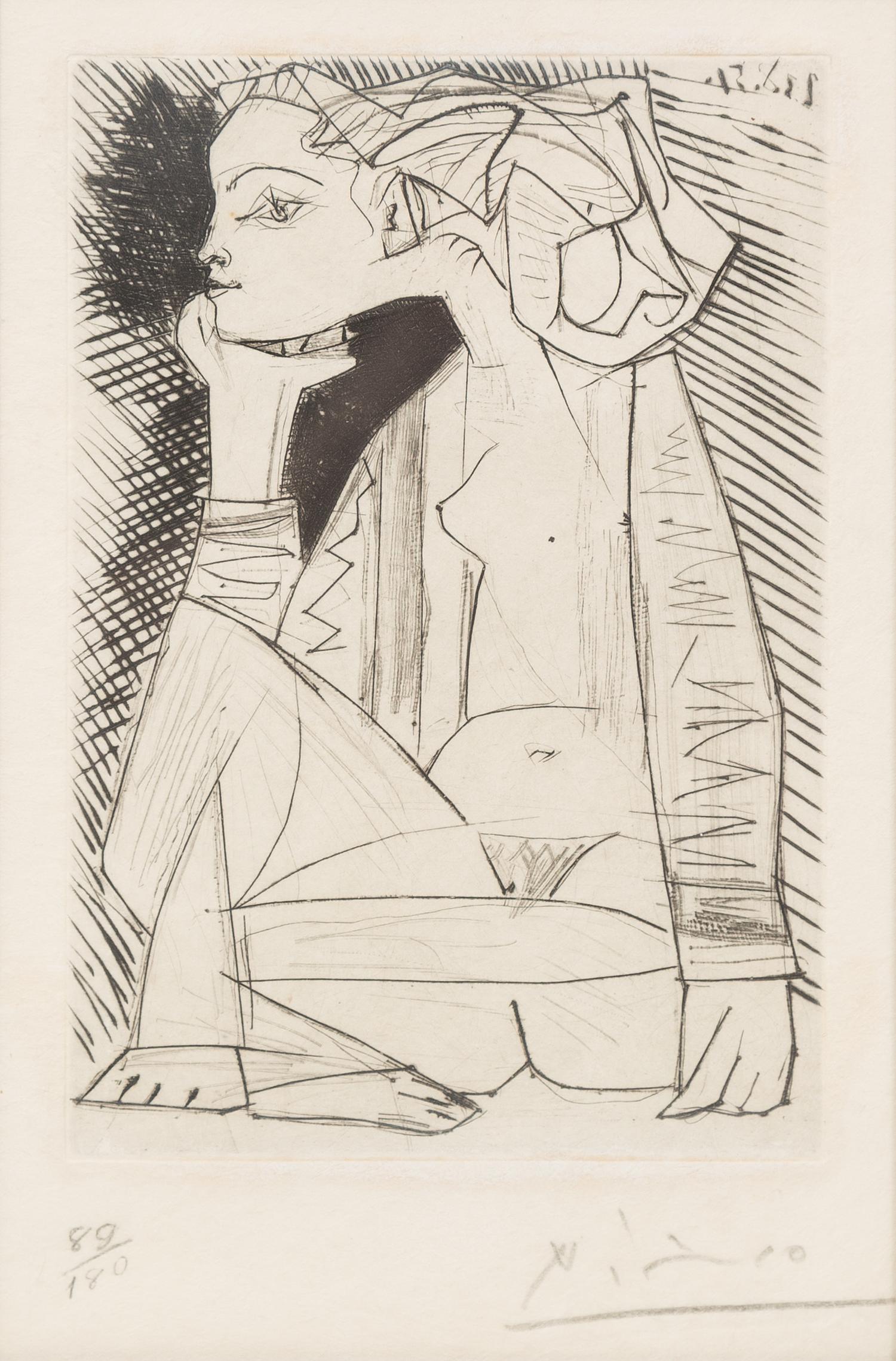 Pablo Picasso, (Spanish, 1881-1973), Femme assise en tailler: Geneviève Laporte (from Recordant el Doctor Reventós), 1951