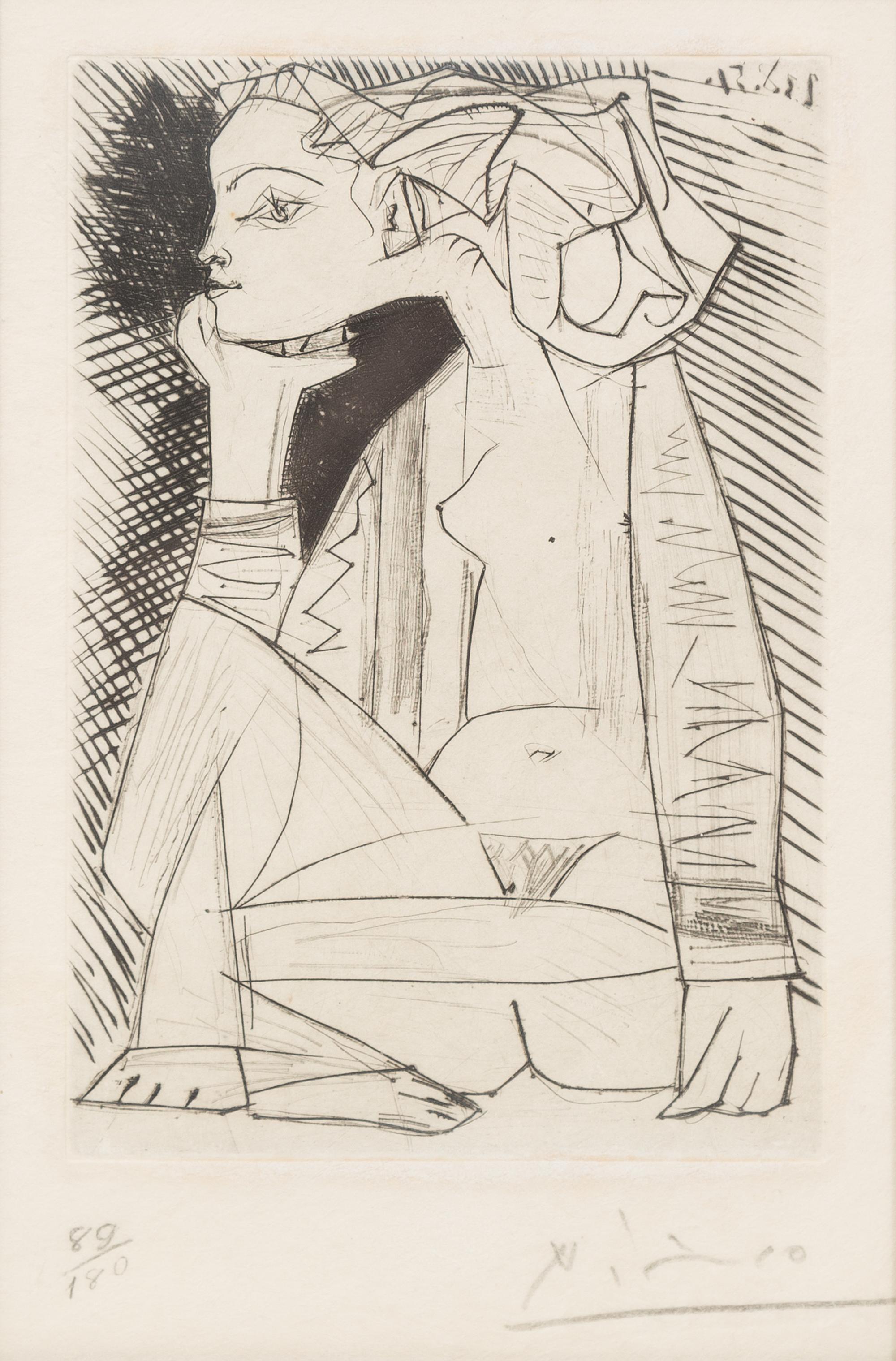 Pablo Picasso, (Spanish, 1881-1973), Femme assise en tailler: Geneviève Laporte (from Recordant el Doctor Reventós), 1951