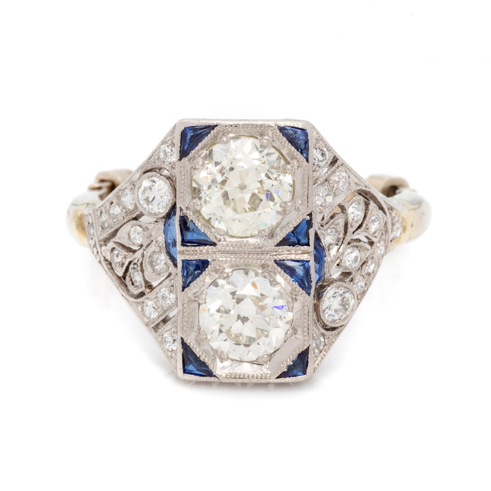ANTIQUE, DIAMOND AND SAPPHIRE RING