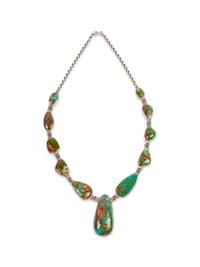 Sterling Silver and Royston Turquoise Necklace and Earrings Set