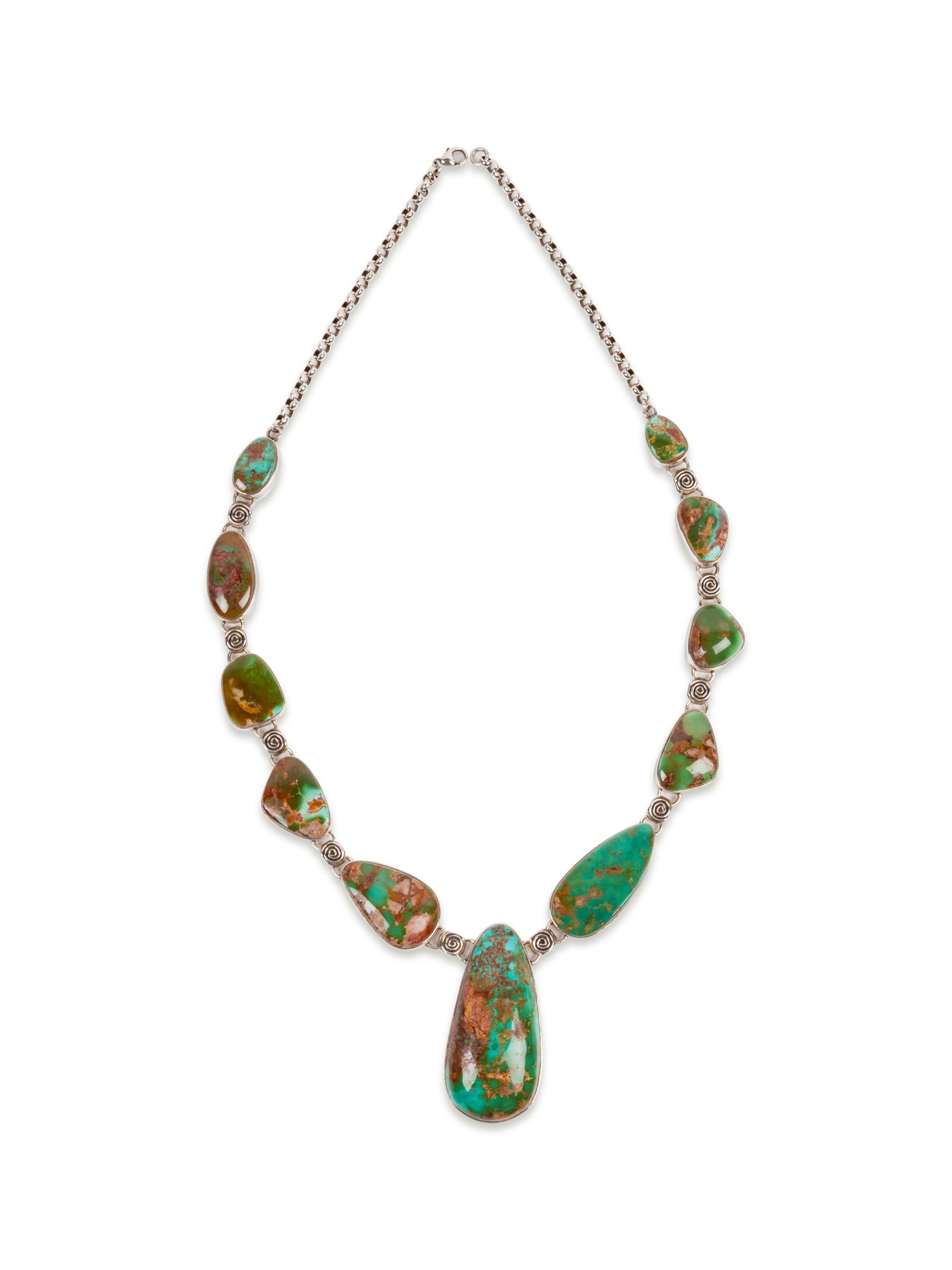 Sterling Silver and Royston Turquoise Necklace and Earrings Set