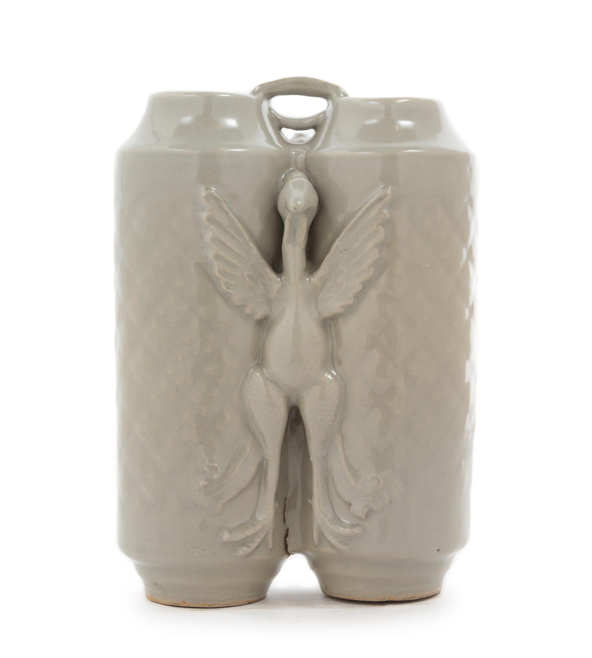 A Longquan Celadon Glazed Champion Vase MING DYNASTY Height 7 3/8 inches. — MING DYNASTY