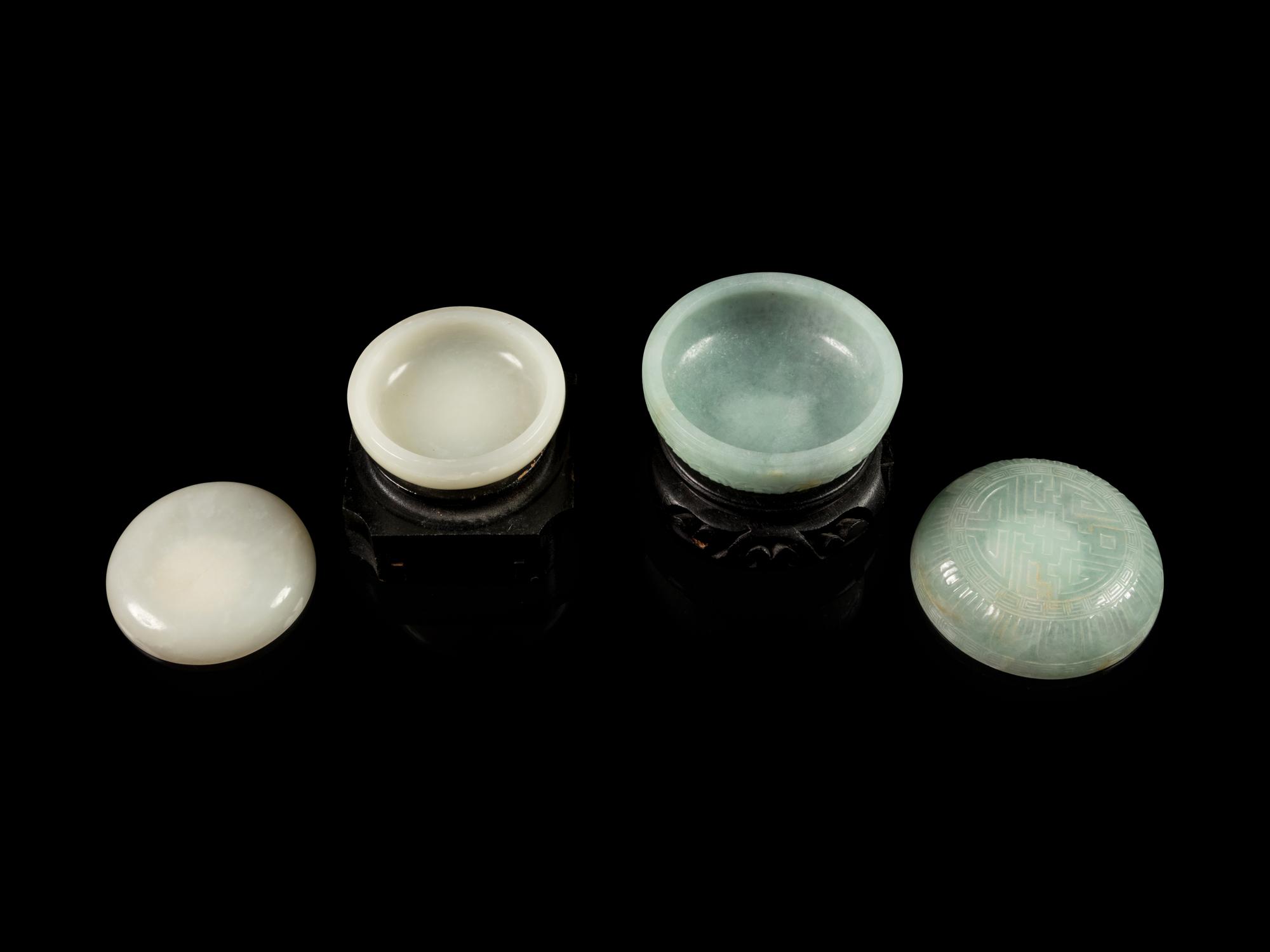 Two Jade Seal Paste Covered Boxes