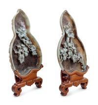 A Pair of Chinese Export Carved Jade Coupes with Stands