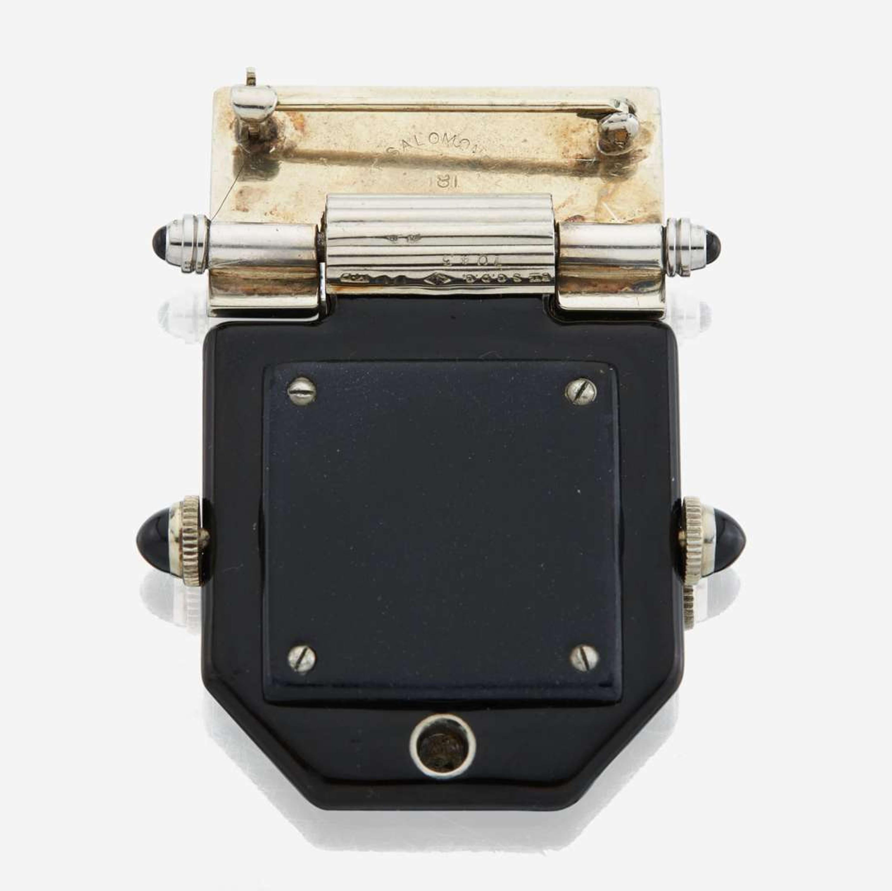 An Art Deco pin shutter gold watch, Verger Feres Louvre