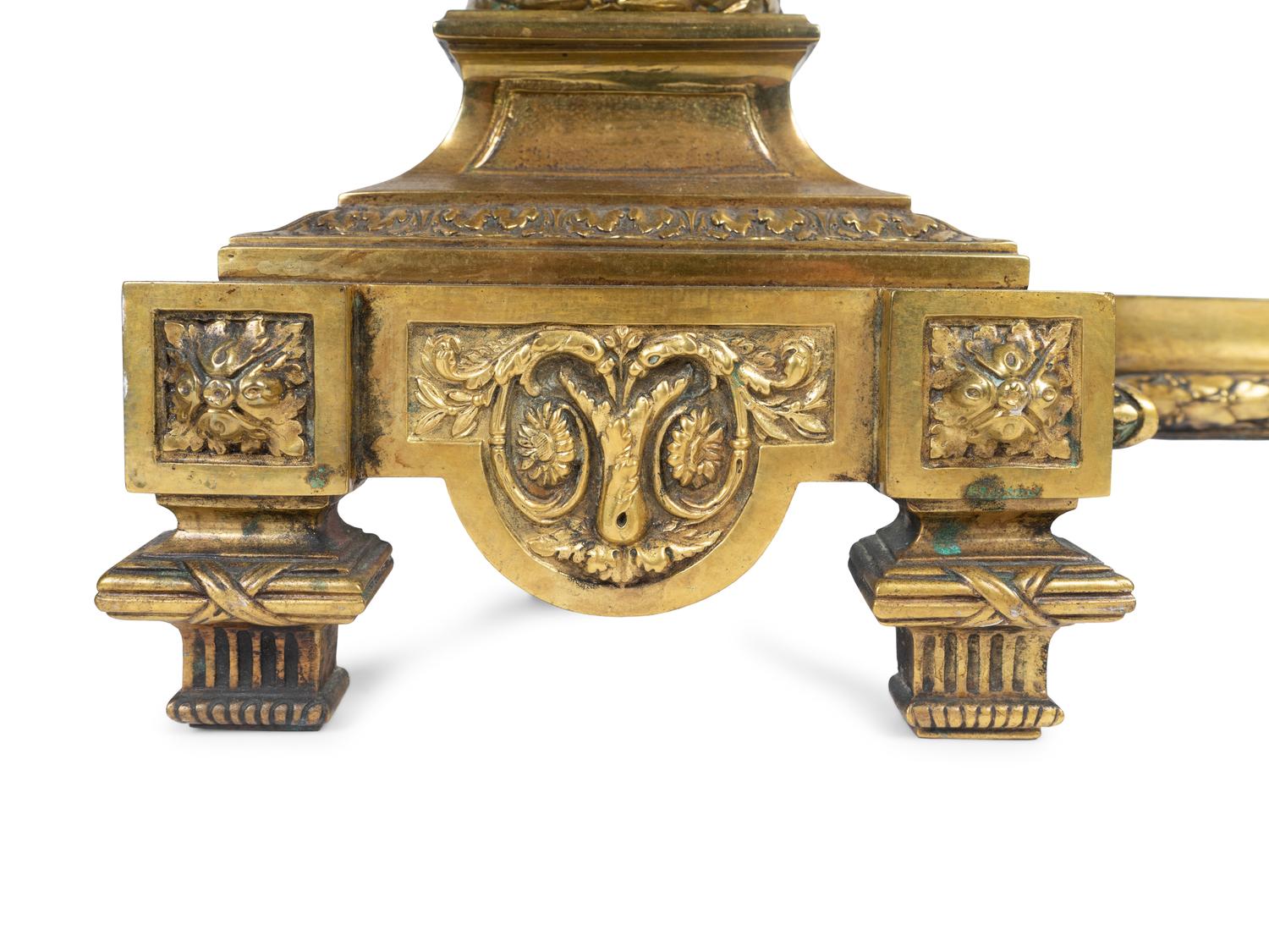 A Pair of Louis XVI Style Gilt Bronze Urn-Form Chenets — 19TH CENTURY