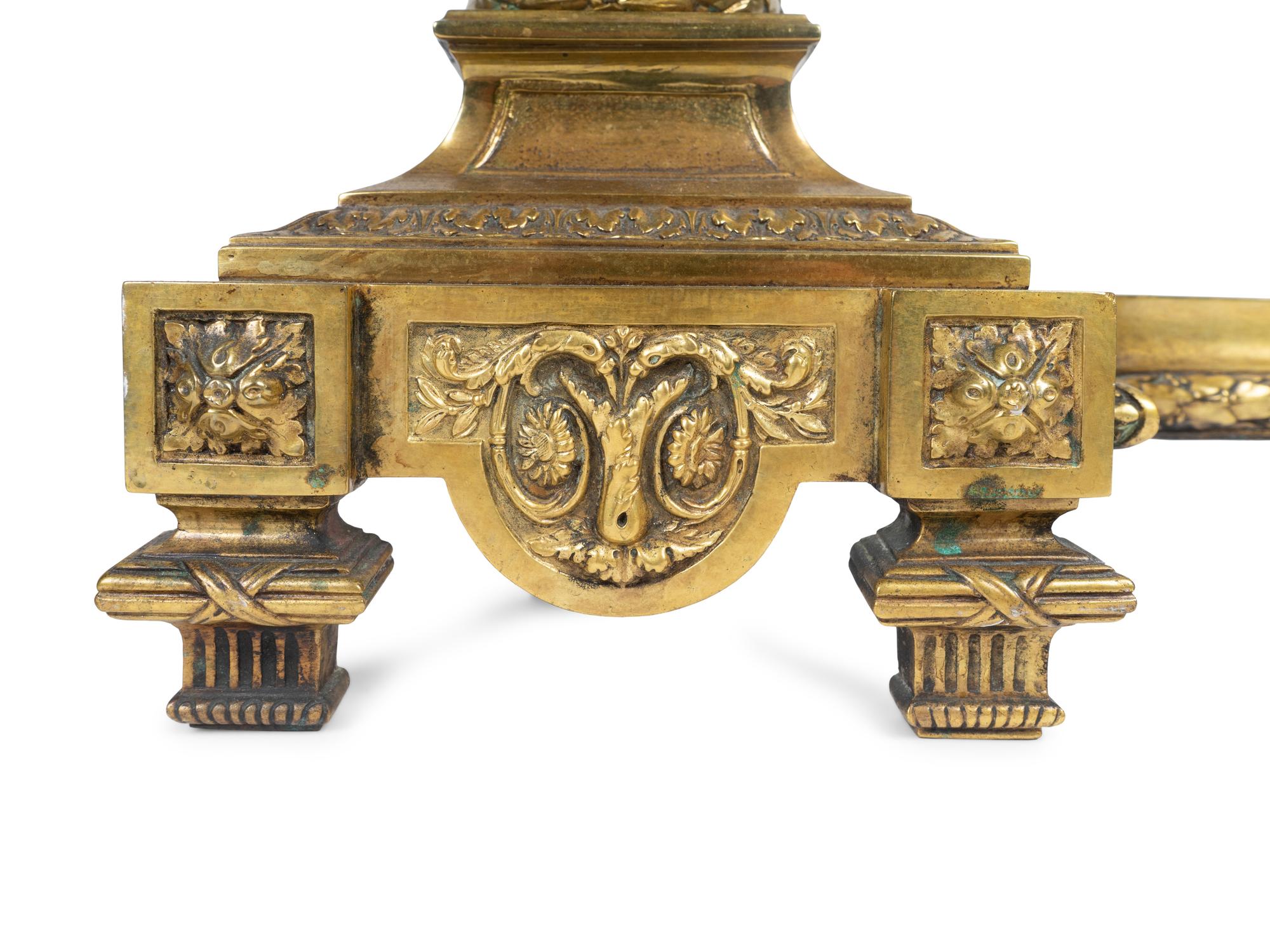 A Pair of Louis XVI Style Gilt Bronze Urn-Form Chenets — 19TH CENTURY