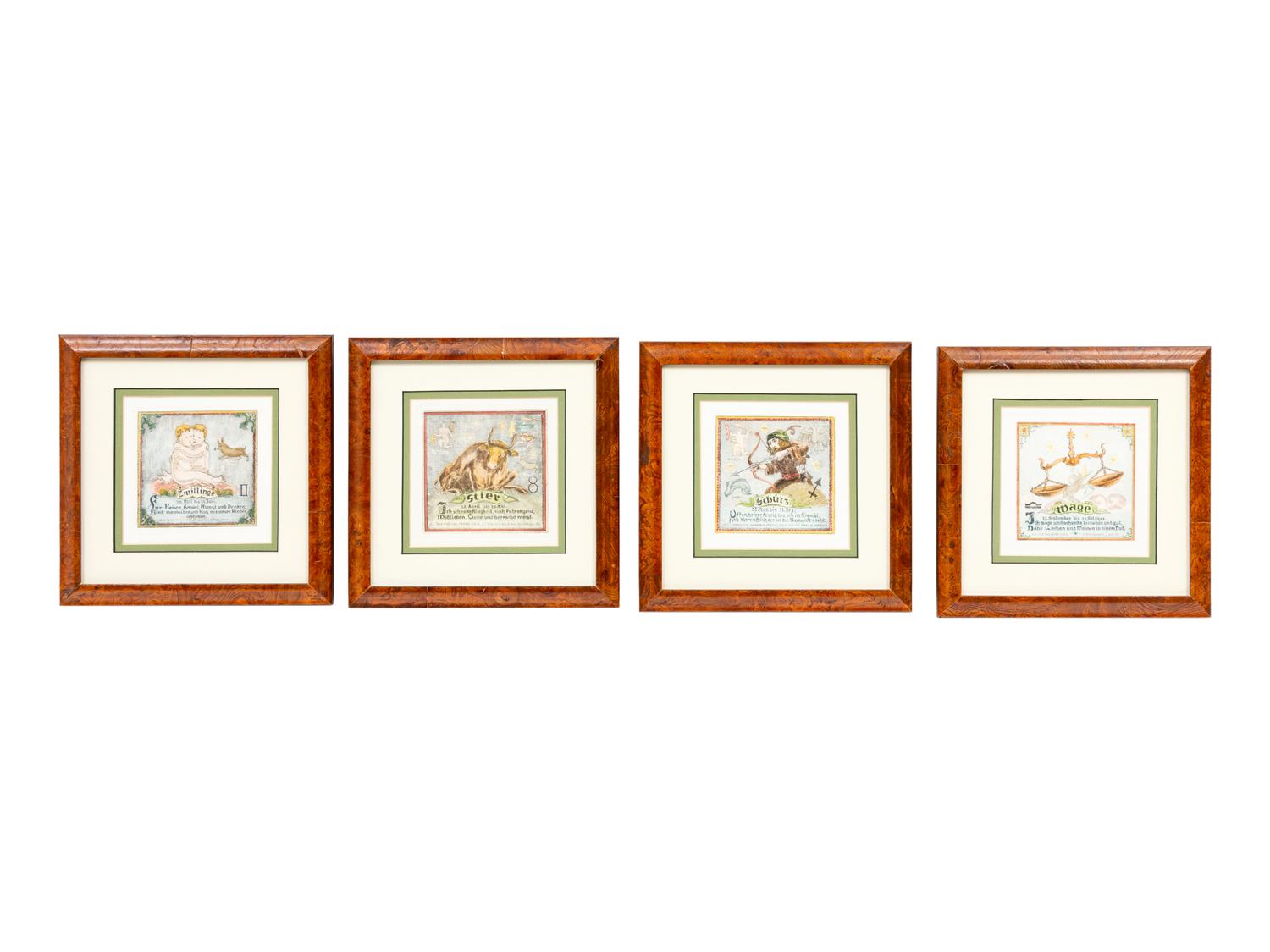 A Framed German Zodiac Grouping (das Tierkreiszeichen)