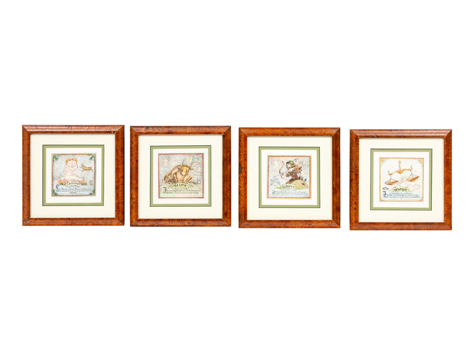 A Framed German Zodiac Grouping (das Tierkreiszeichen)