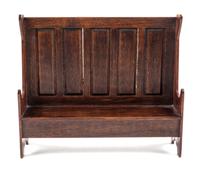 An English Style Mahogany Settle Height 5 x width 5 3/4 x depth 1 5/8 inches.