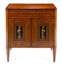 An Edwardian Style Painted Cabinet Height 35 3/4 x width 32 7/8 x depth 19 1/4 inches. — MID-20TH CENTURY