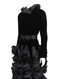 Pierre Cardin Haute Couture Pleated Taffeta and Velvet Dress, Fall/Winter 1985