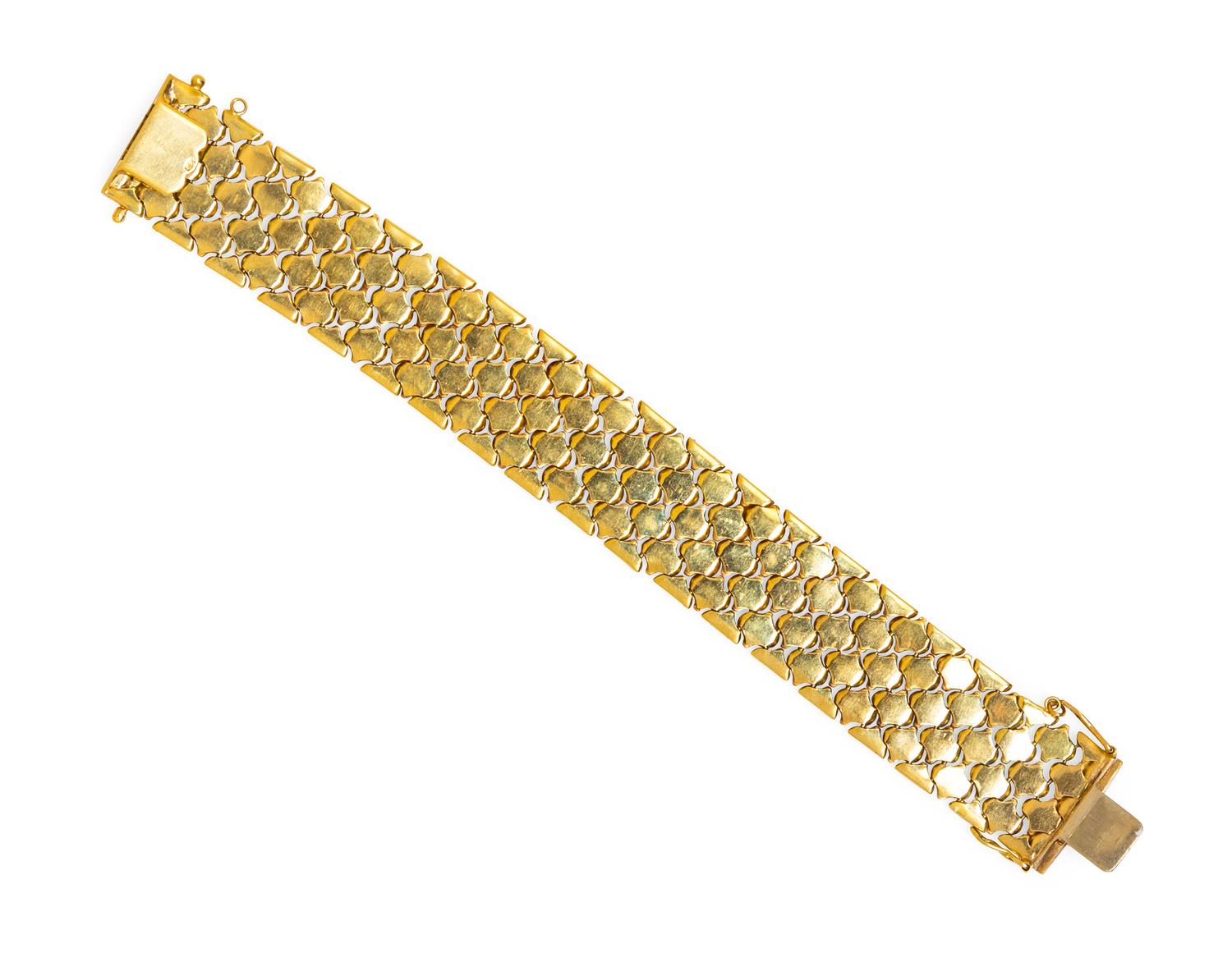 A 14 Karat Tricolor Gold Bracelet, Italian,